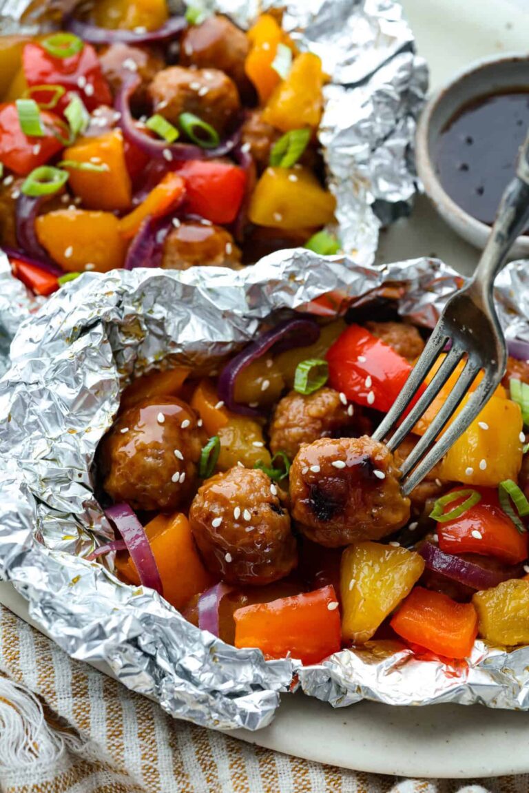 Teriyaki Meatball Foil Packets – Oven, Grill or Campfire Recipe